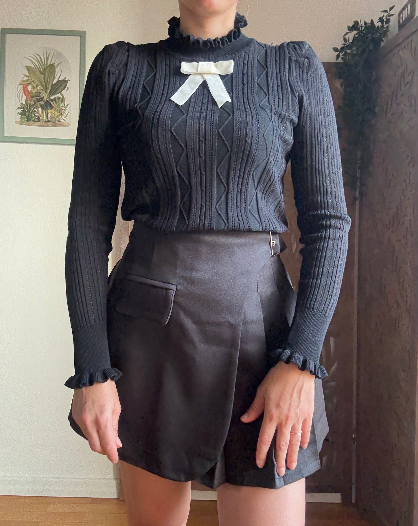 Maglia retrò Alice in 3 colori con fiocco