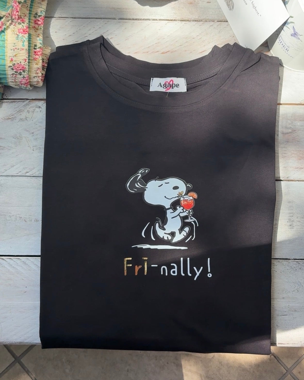 T-Shirts Snoopy in Cotone con Dettagli Oro - Vestibilità Medium
