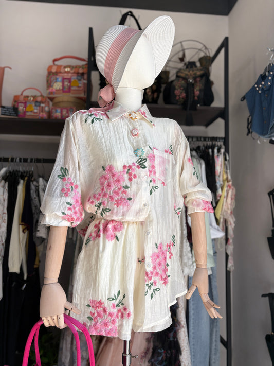 Shorts "Glow Blossom" in Viscosa e Cotone