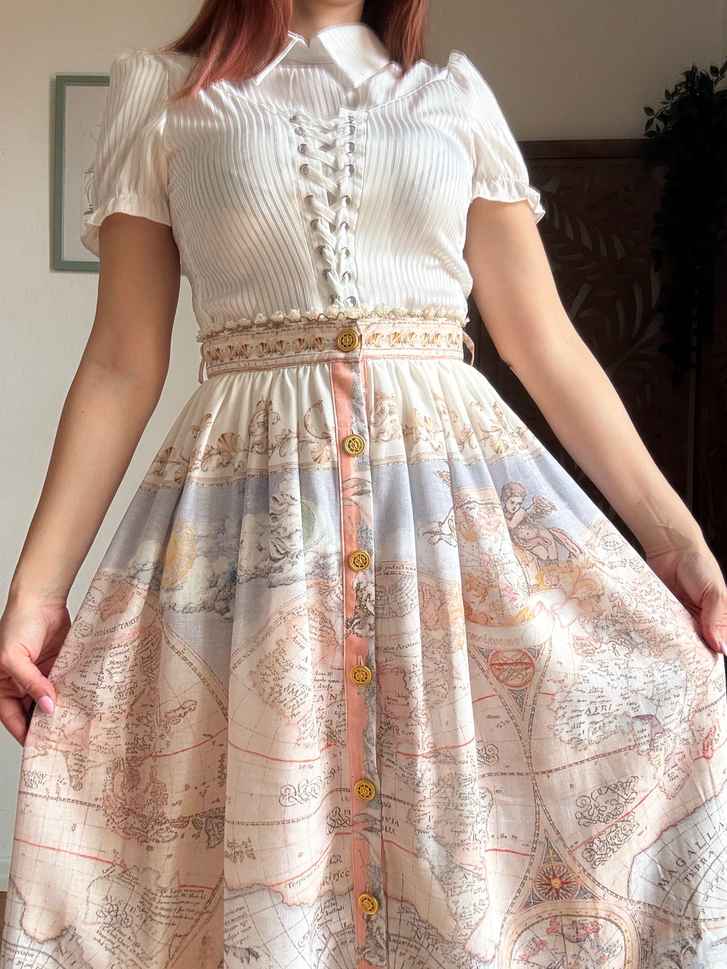 Gonna "Vintage Dreamscape" in Cotone Stampato