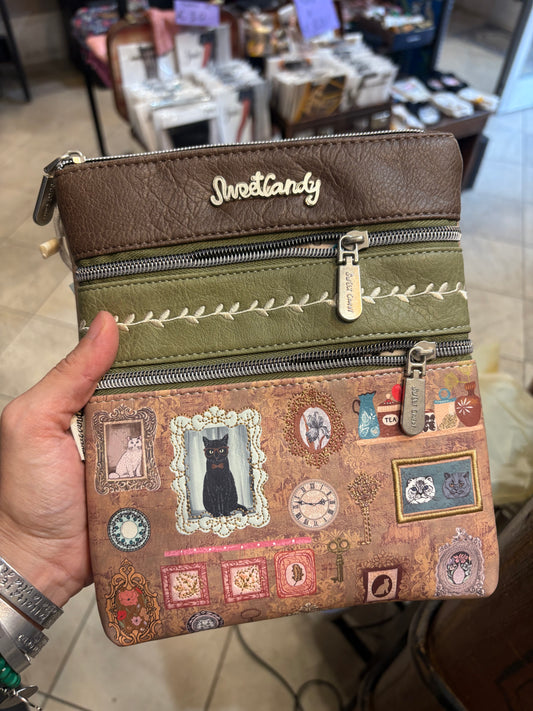 Borsa a tracolla rettangolare Vintage Cats in 4 colori