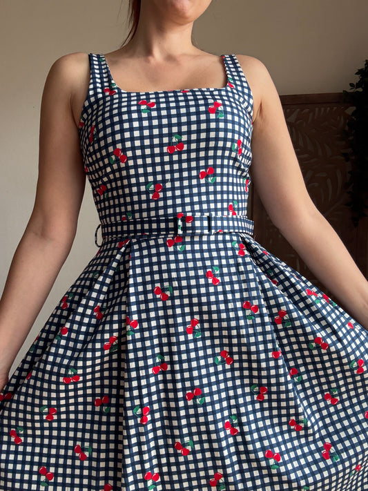 Abito Cherry Stile Rétro Anni 50 in Cotone - In 3 Colori