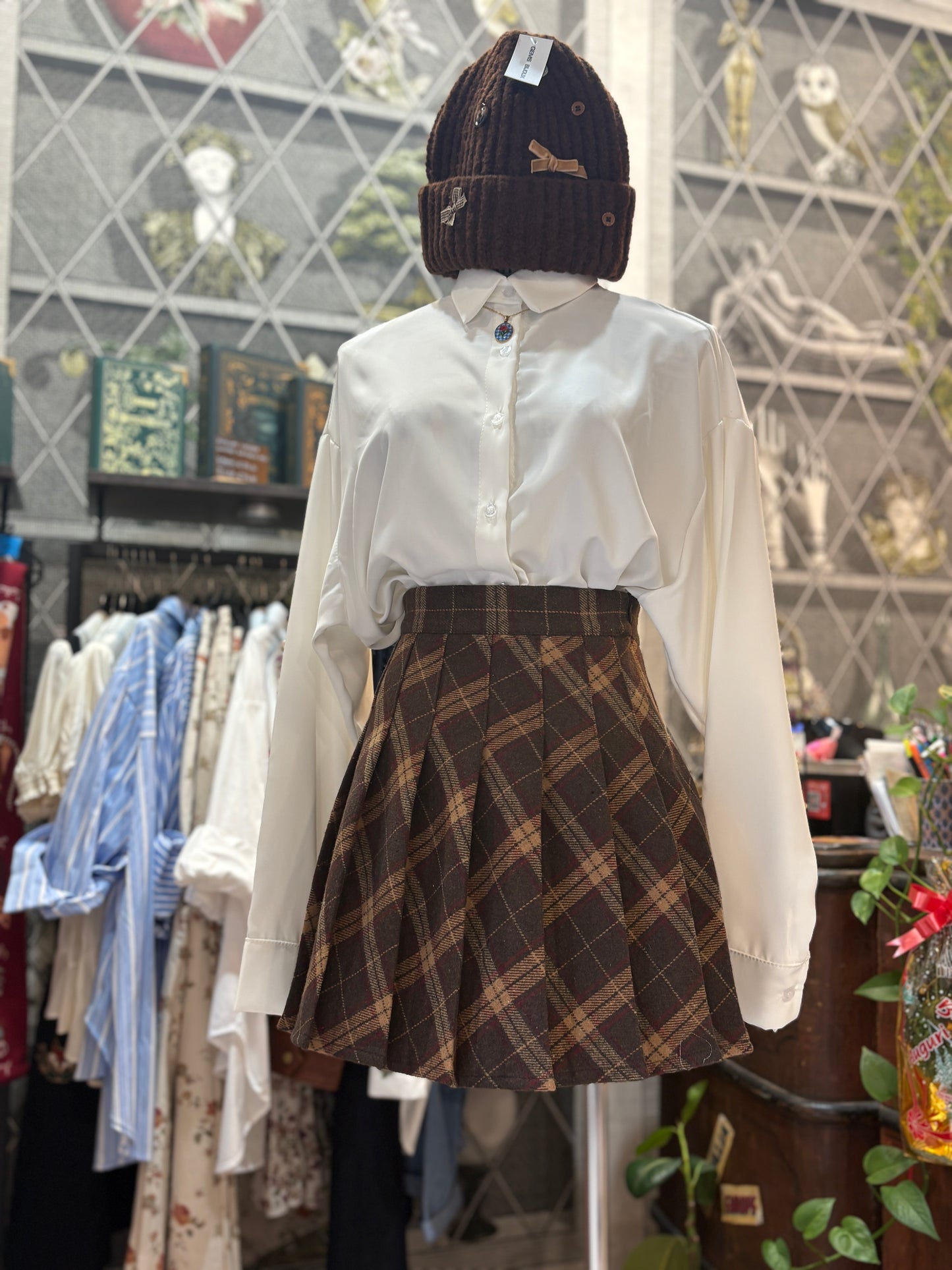 Gonna con Pantaloncino Tartan a Pieghe - Stile Preppy