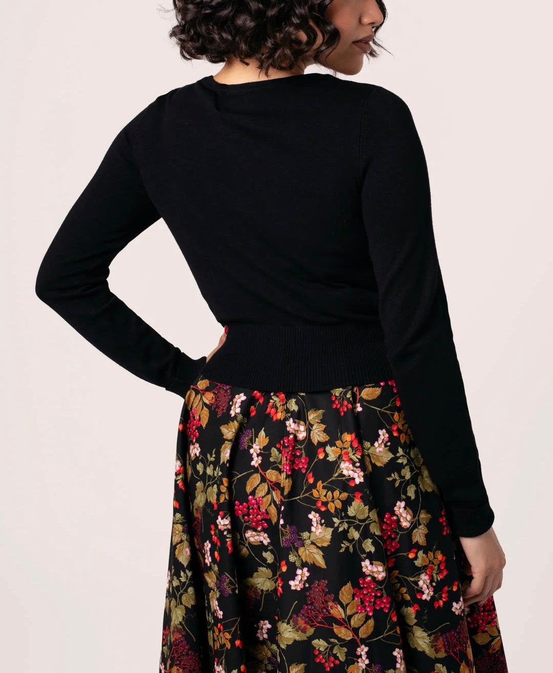 Chester cardigan nero con volpi e scoiattoli