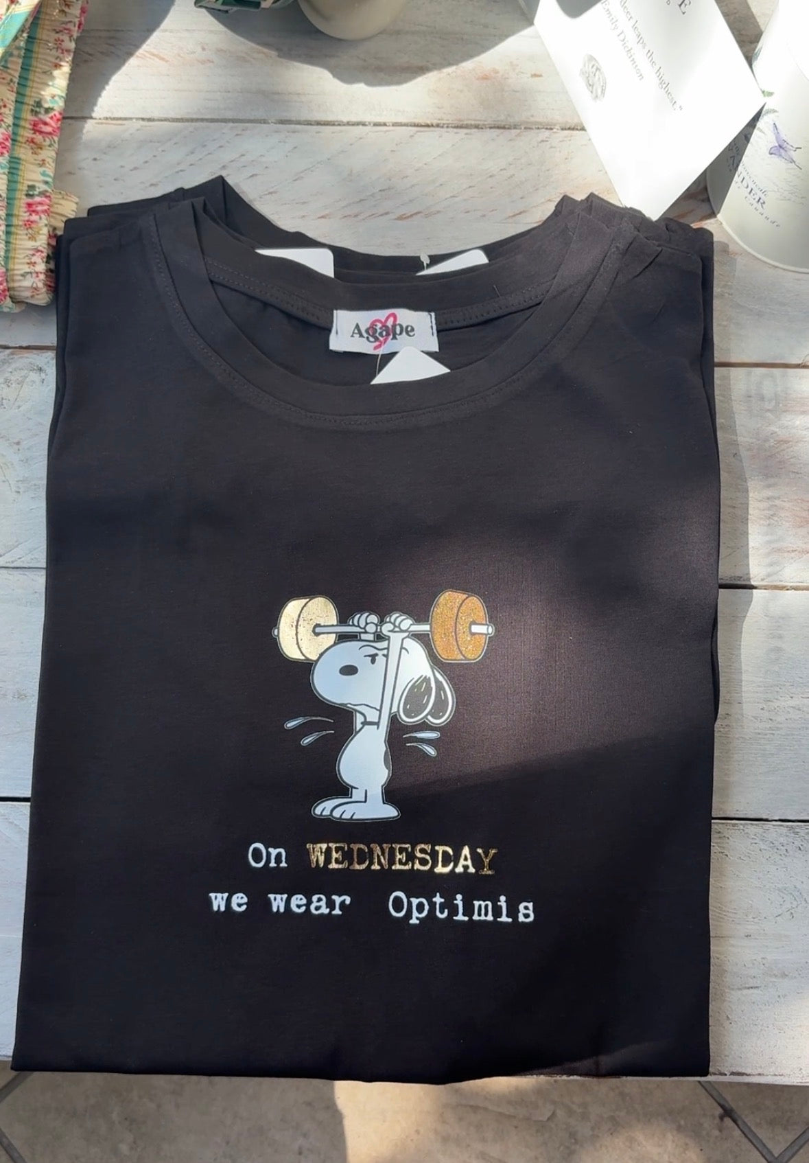 T-Shirts Snoopy in Cotone con Dettagli Oro - Vestibilità Medium
