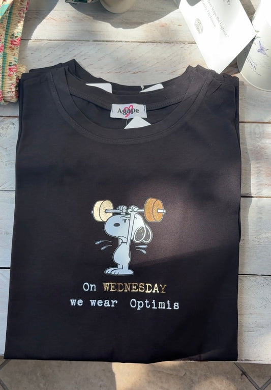 T-Shirts Snoopy in Cotone con Dettagli Oro - Vestibilità Medium
