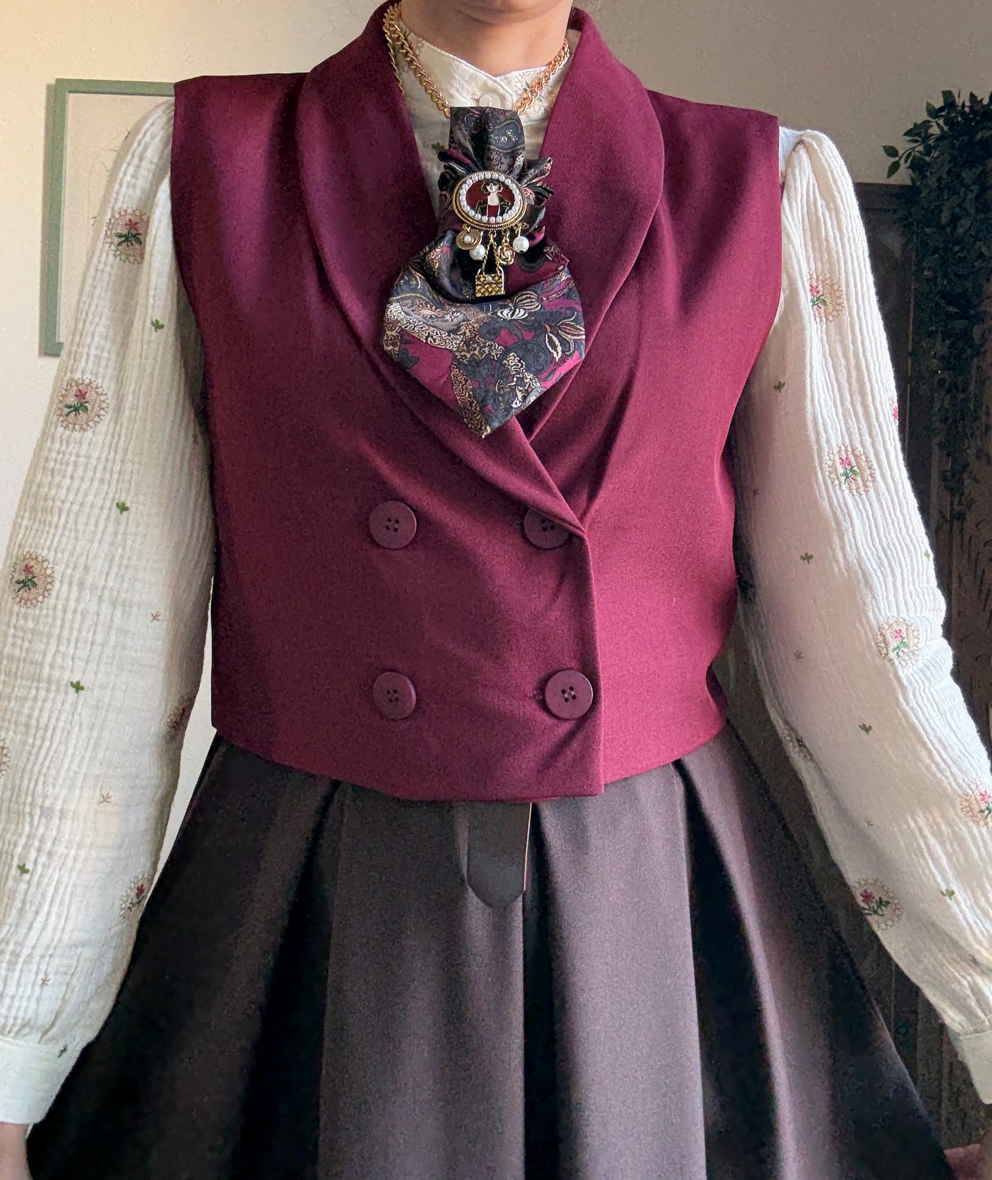 Gilet corto Oxford in 3 colori - Cioccolato, nero e bordeaux