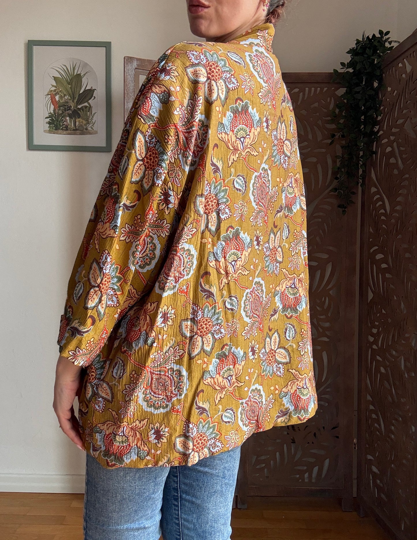 Kimono Donna Boho Chic Foderato in Cotone con Interno a Righe e Tasche - In Vari Colori e Fantasie