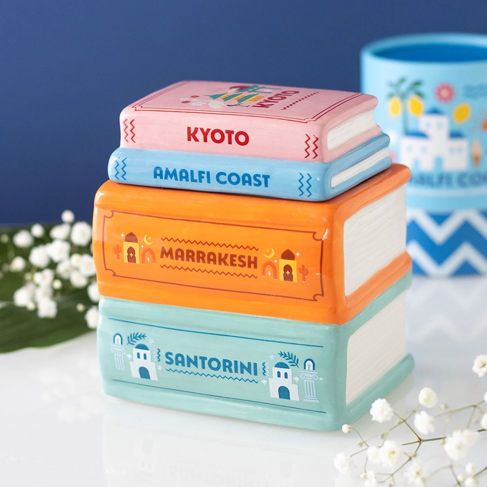 Bruciatore di oli essenziali e scaldacera Travel Book Stack