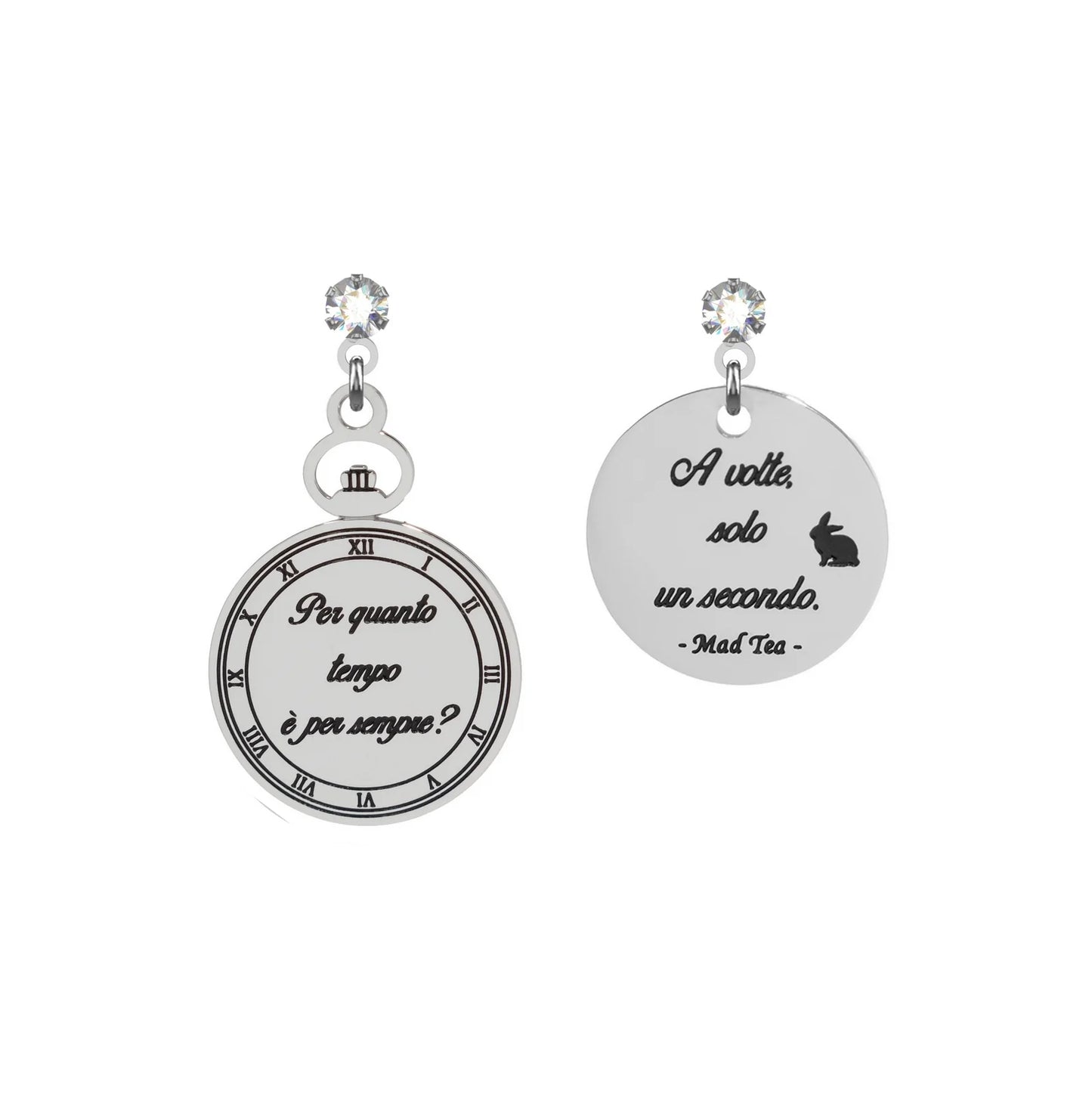 Orecchini del Bianconiglio “Per quanto tempo è per sempre? A volte solo un secondo”