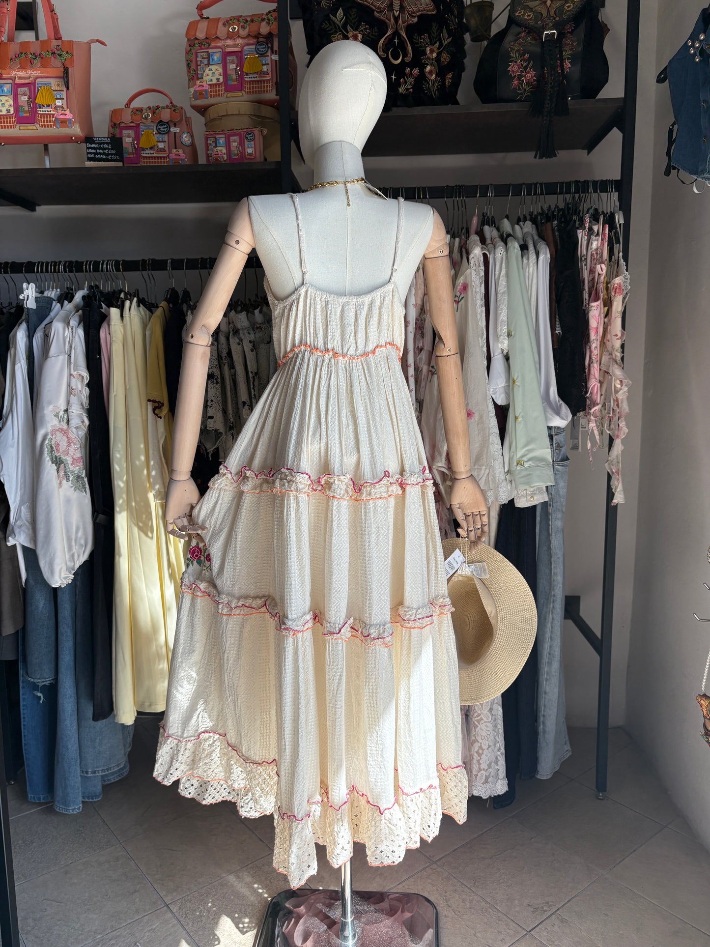 Abito Lungo con Spalline Sottili Boho Gipsy Flower