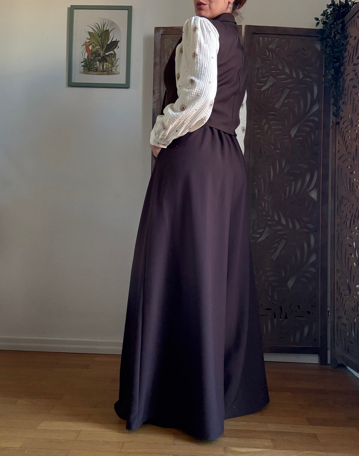 Pantalone palazzo Oxford con cintura - Marrone Cioccolato