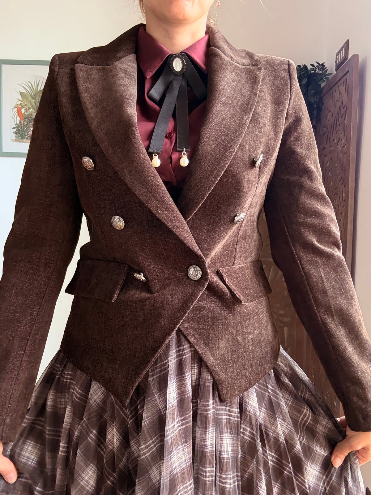 Blazer Biblioteca d’Autunno in velluto color moka