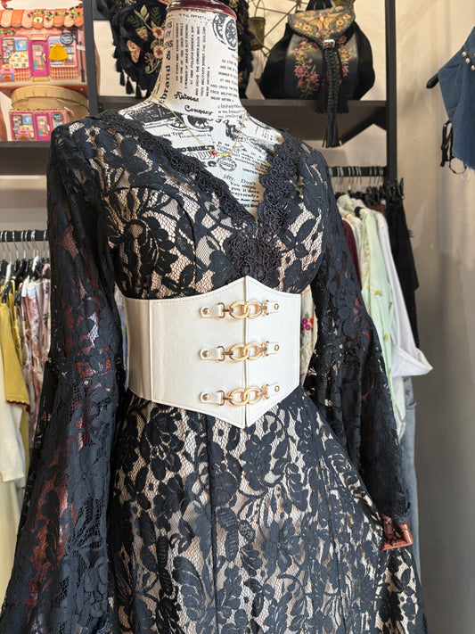 Cintura Corsetto Beige con Anelli Dorati