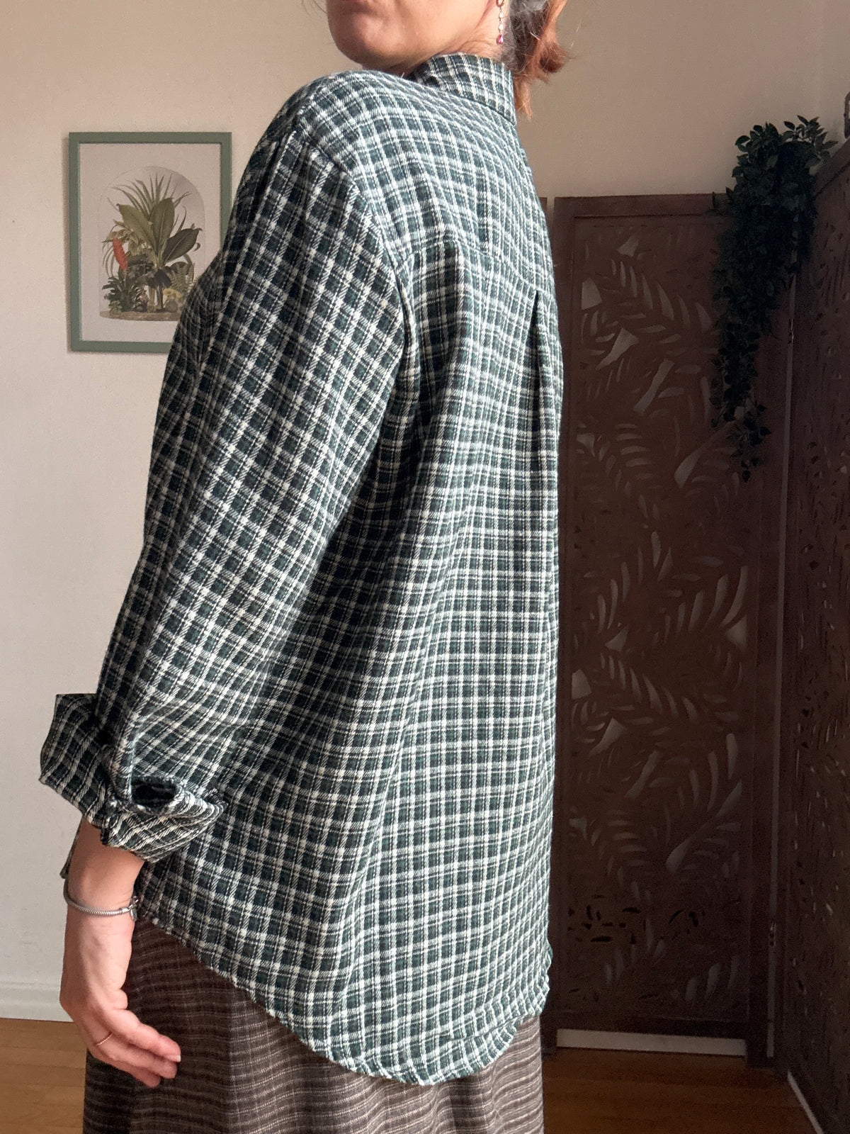 Camicia donna a quadri in cotone con spille gioiello rimovibili - in 2 Colori