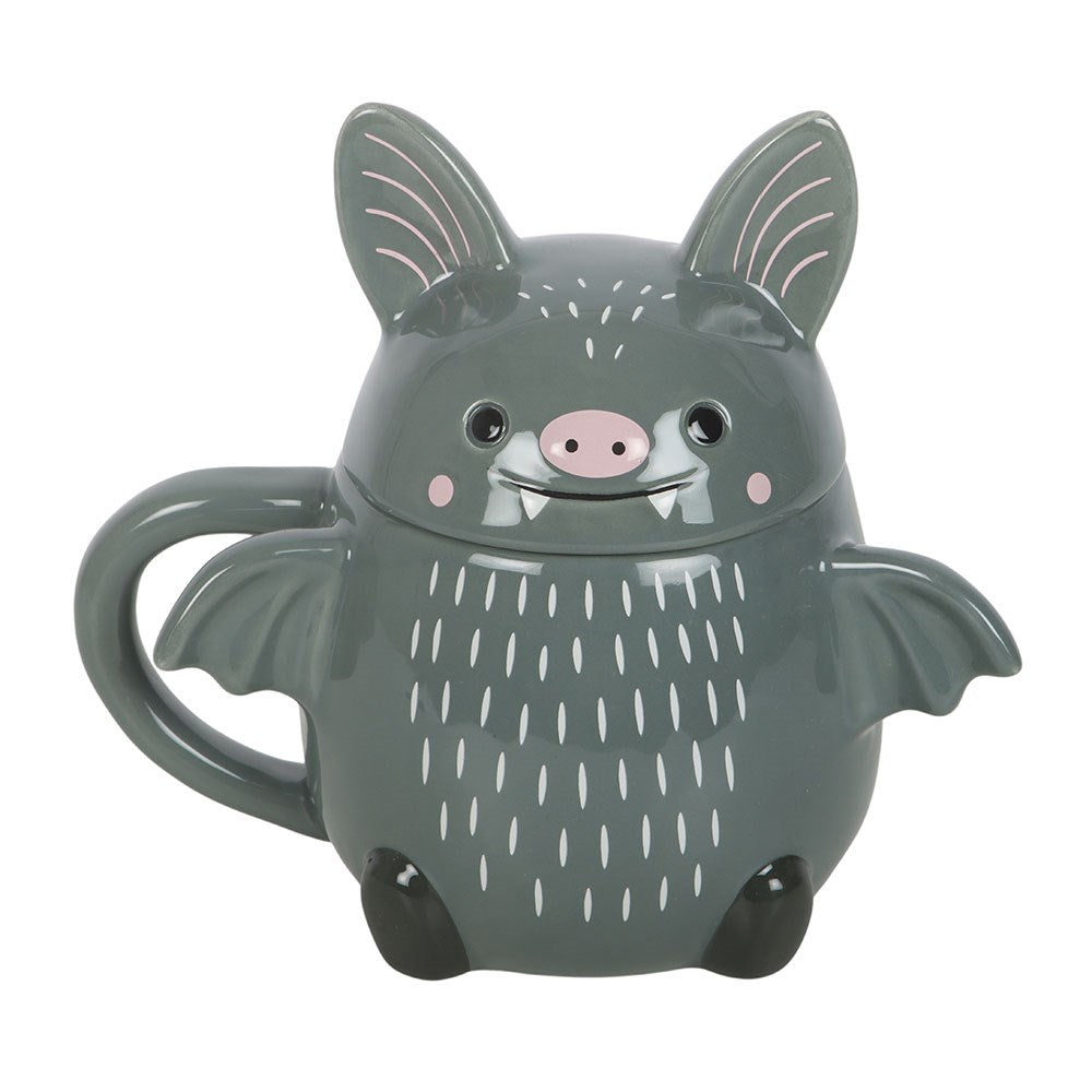 Cute Bat Mug - Tazza con Coperchio a Forma di Pipistrello