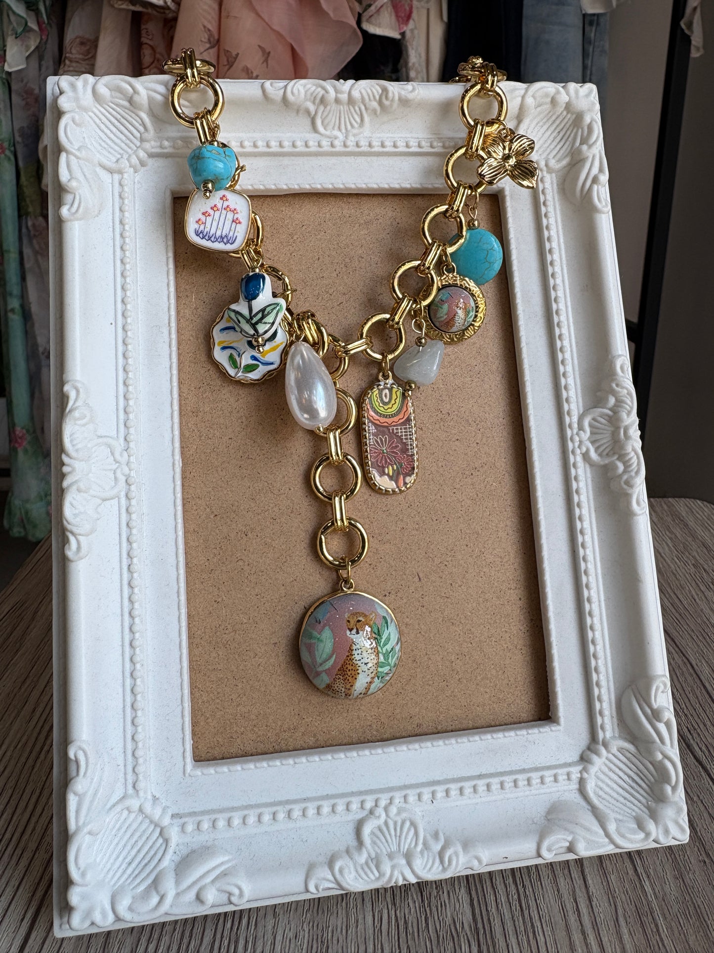 Collana Gold Jungle - con Charms e Ghepardo