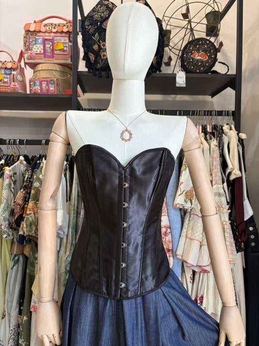 Corsetto Overbust in Satin Nero