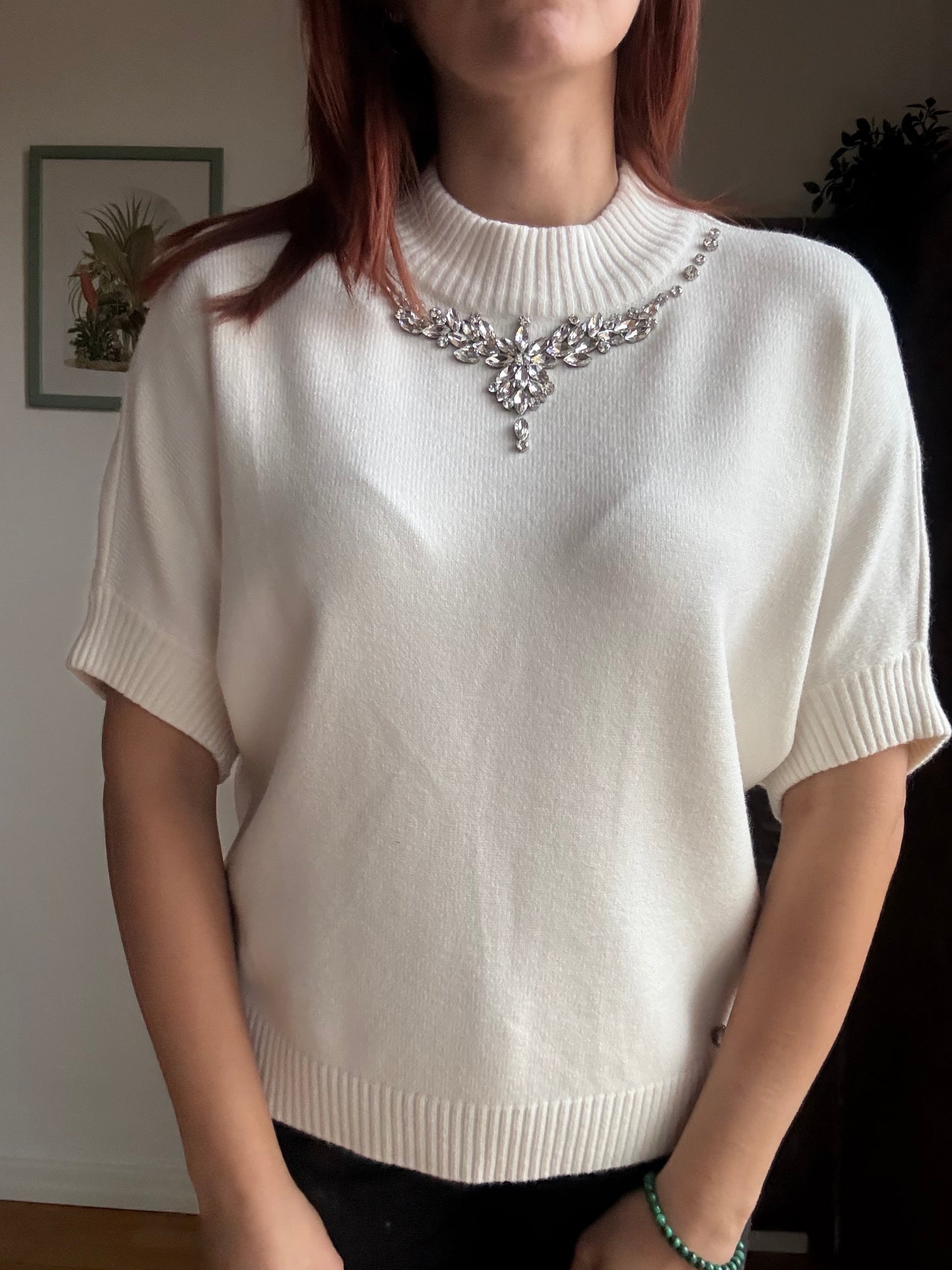 Maglia gioiello sottogiacca a collo alto con maniche corte in 3 colori