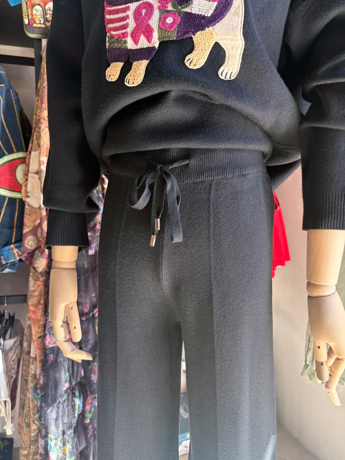 Pantaloni Palazzo in Maglia Soft-Touch a Vita Alta con Coulisse