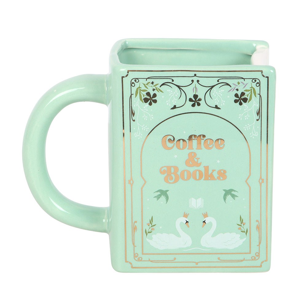 Tazza a forma di libro verde "Coffee And Books"