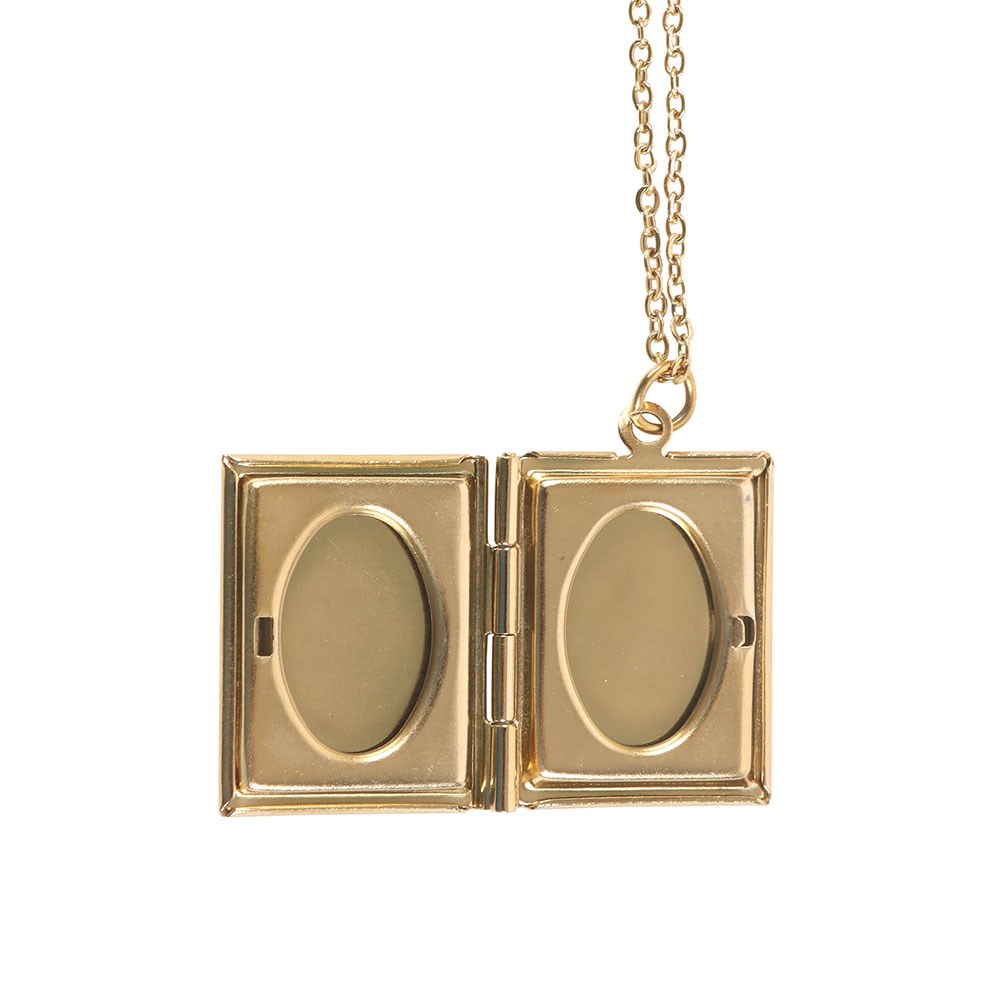 Collana Medaglione a Libro in Acciaio Color Oro in Confezione Regalo
