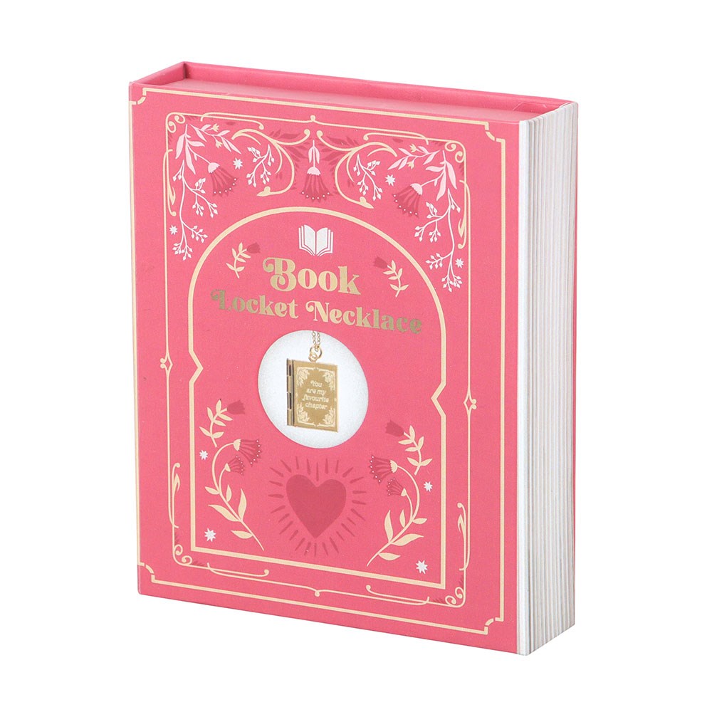 Collana Medaglione a Libro in Acciaio Color Oro in Confezione Regalo