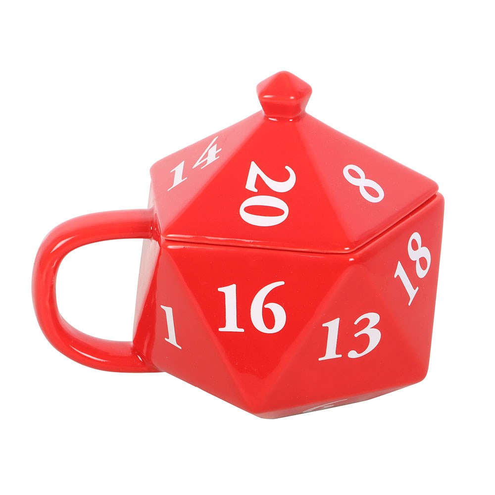 Tazza in Ceramica a Forma di Dado D20 con Coperchio