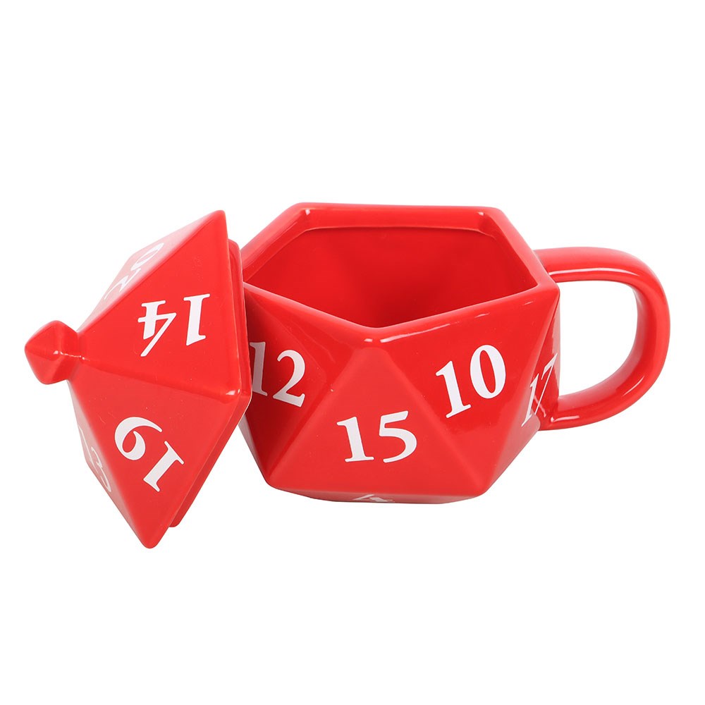 Tazza in Ceramica a Forma di Dado D20 con Coperchio
