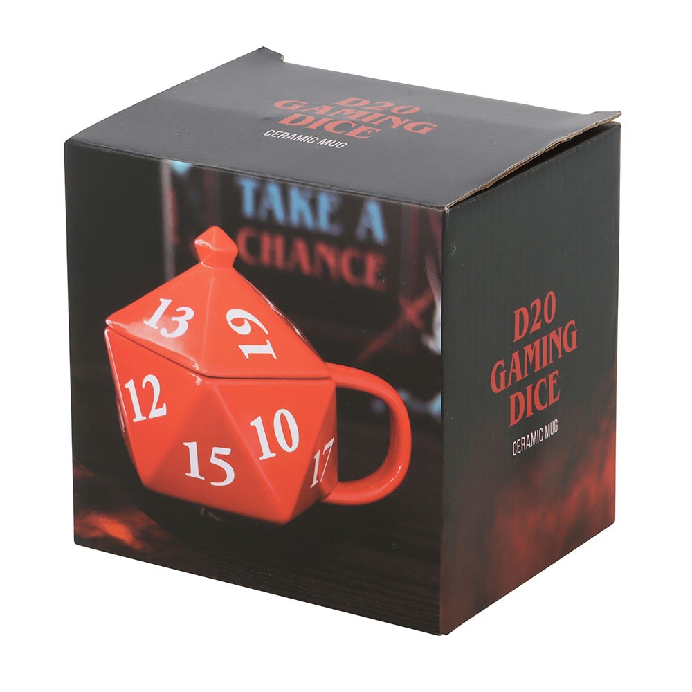 Tazza in Ceramica a Forma di Dado D20 con Coperchio