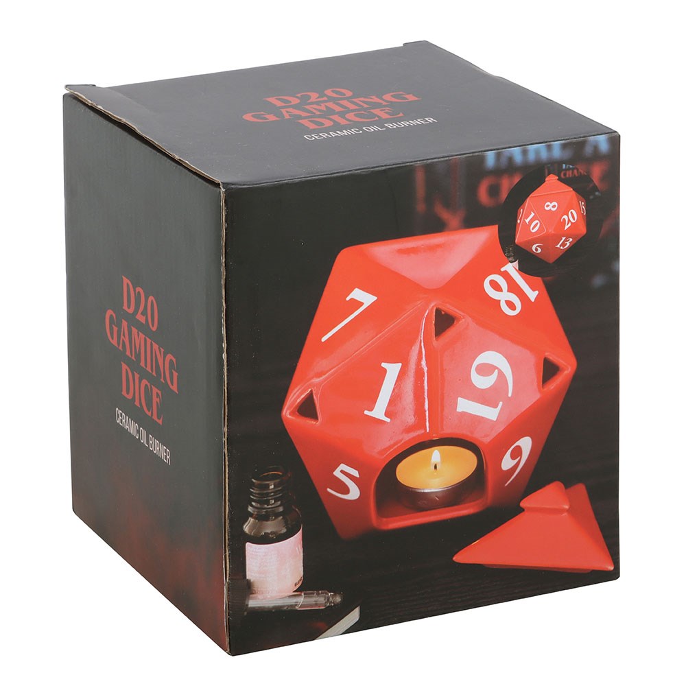 Bruciatore a olio a forma di dado da gioco D20