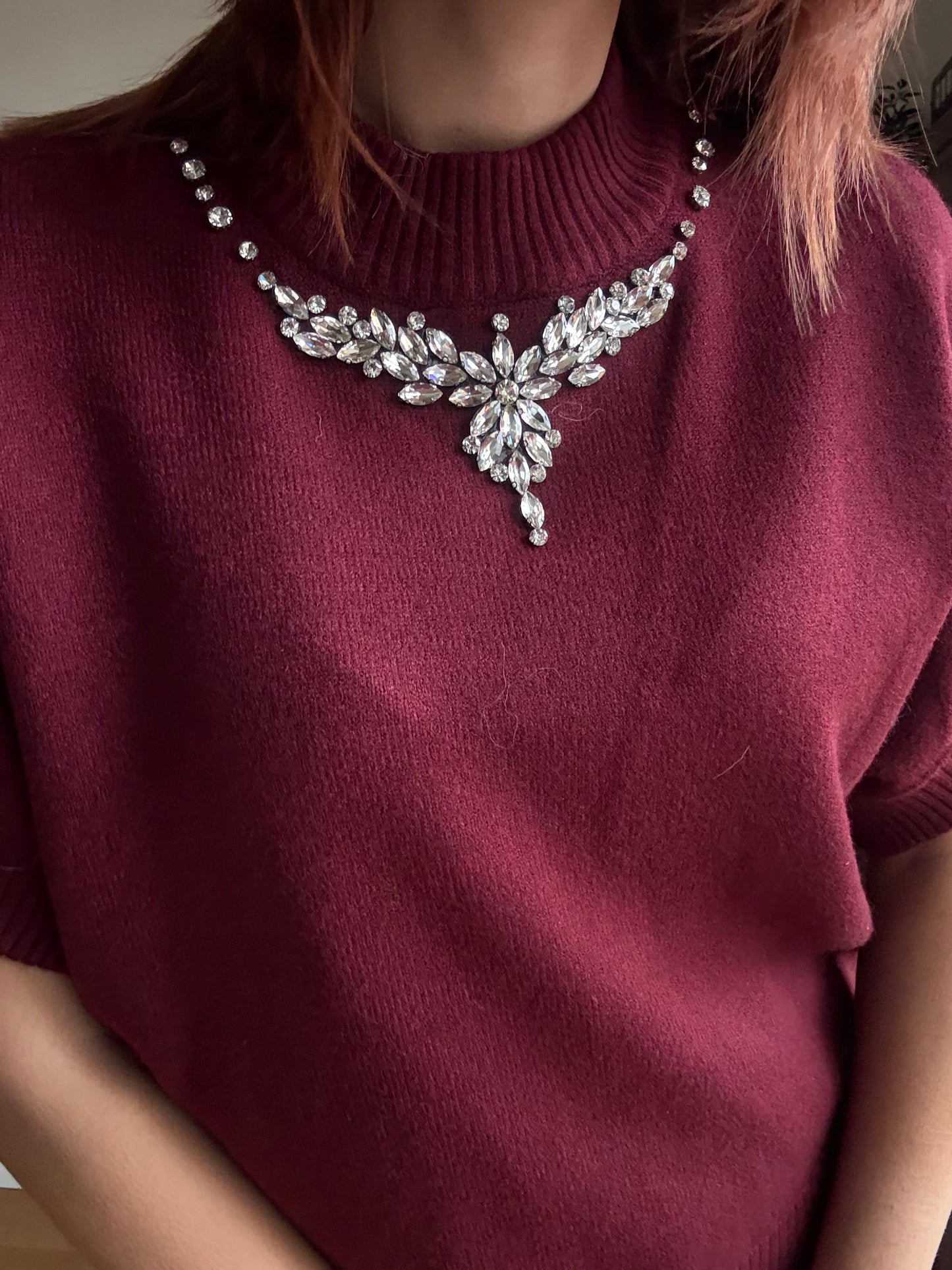 Maglia gioiello sottogiacca a collo alto con maniche corte in 3 colori