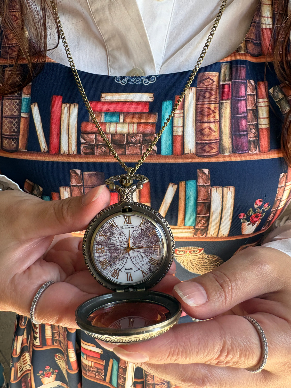 Collana orologio Steampunk Mappa del Mondo – Stile vintage