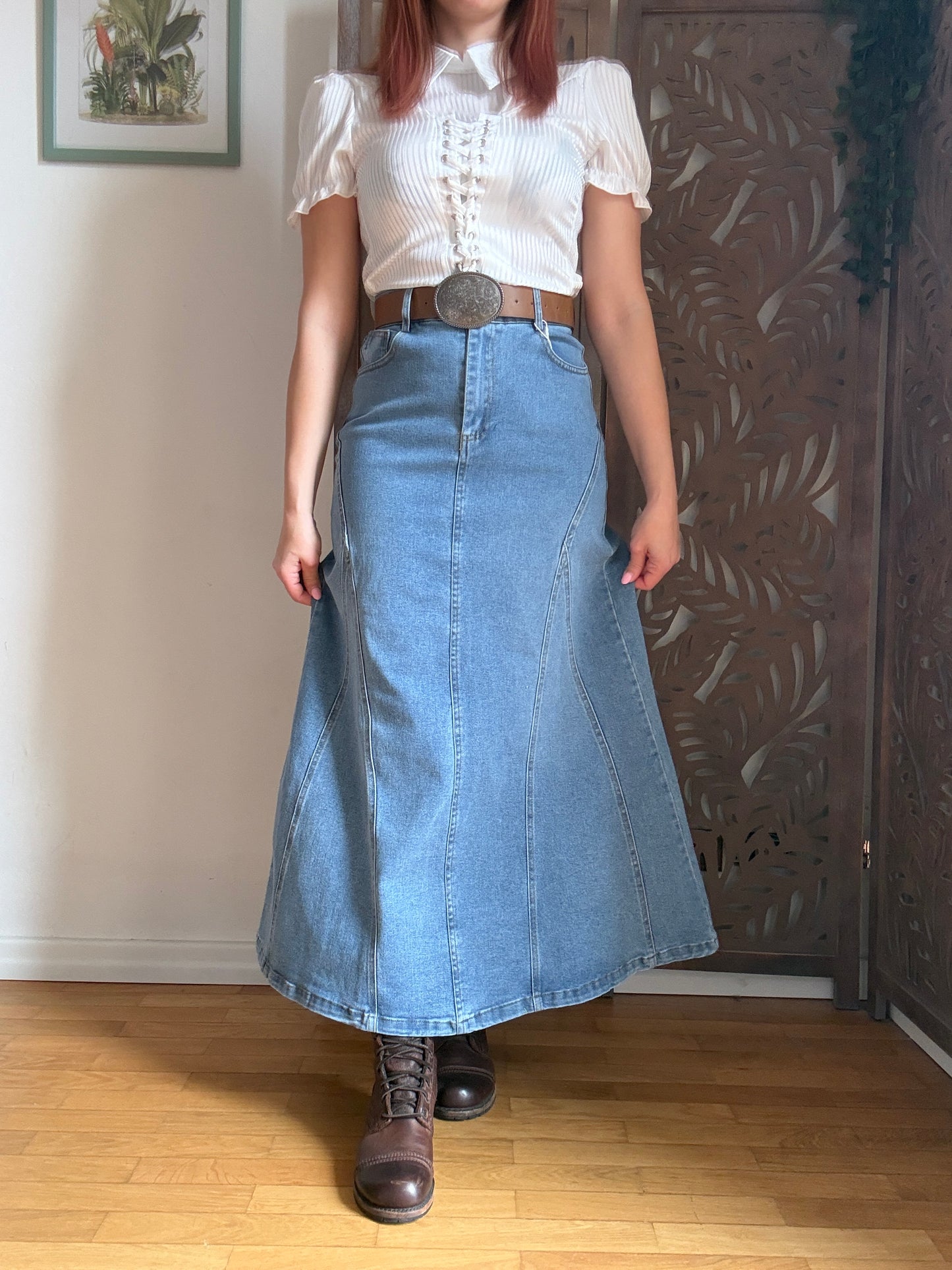 Gonna Lunga in Jeans Modello Sirena – Denim Elasticizzato e Cintura Inclusa