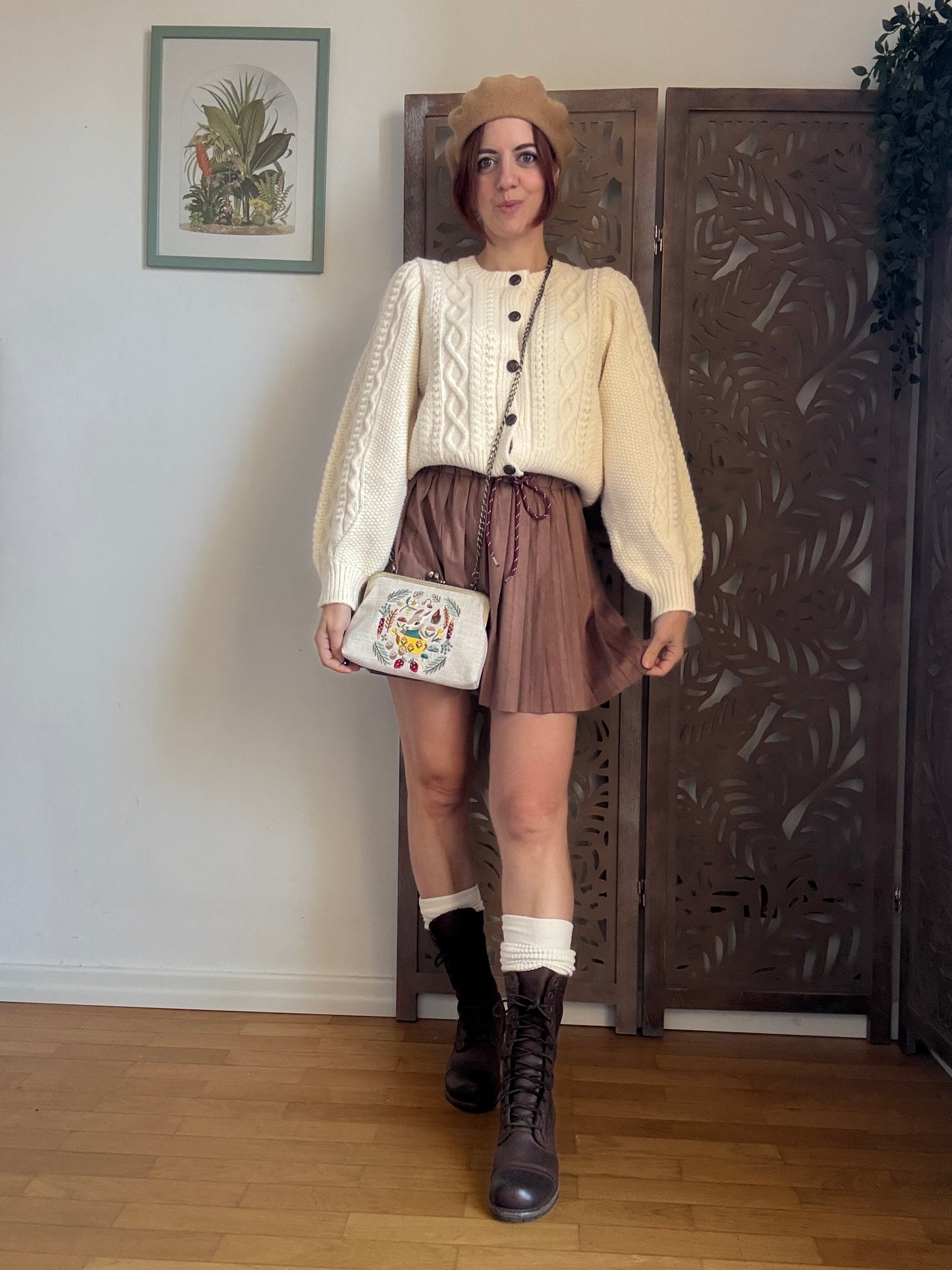 Minigonna scamosciata College a pieghe plissè in 2 colori -  Marrone e Nero