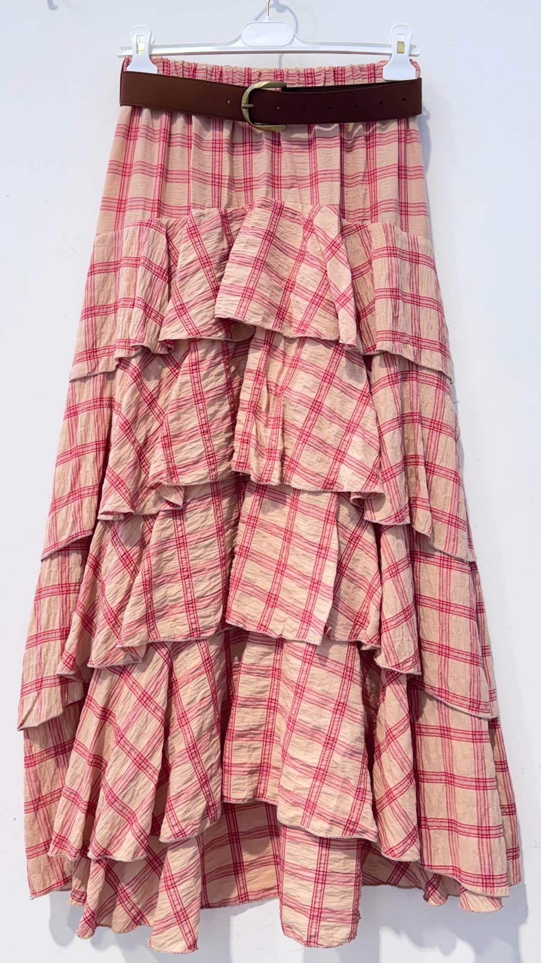 Gonna Maxi "Ruffle Check" in 2 colori