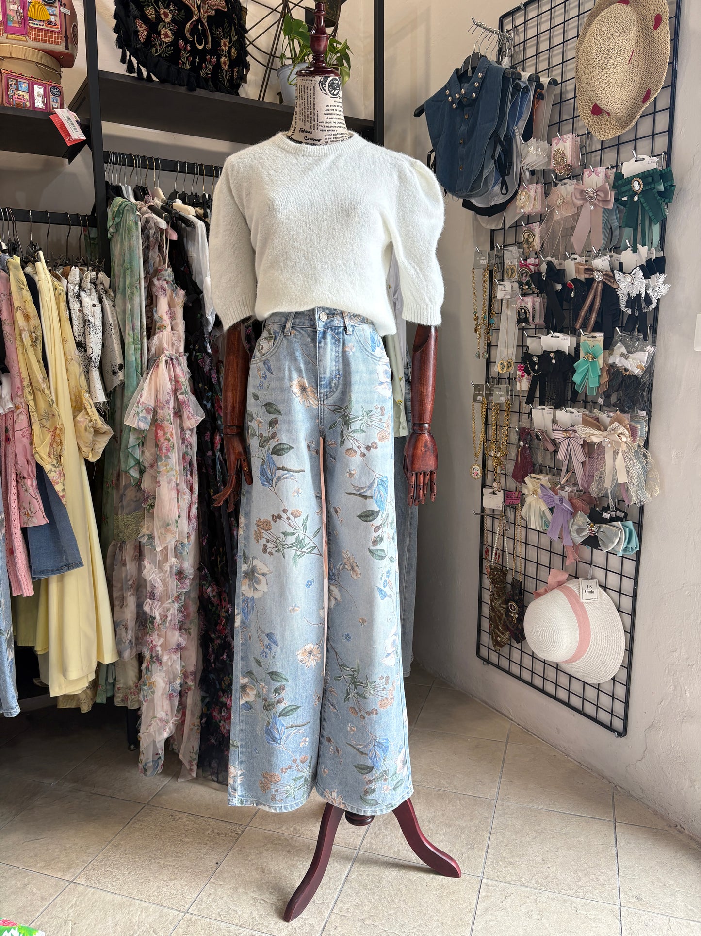 Jeans Wide Leg a Fantasia Floreale – Romantic Denim