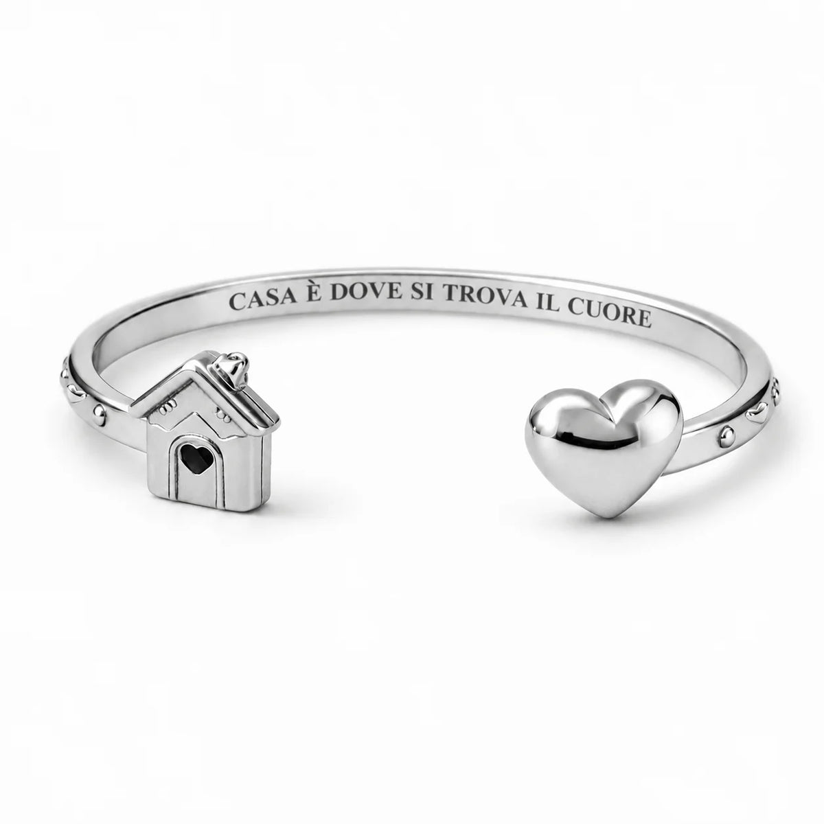 Bracciale "Casa è dove si trova il cuore" in acciaio 316L