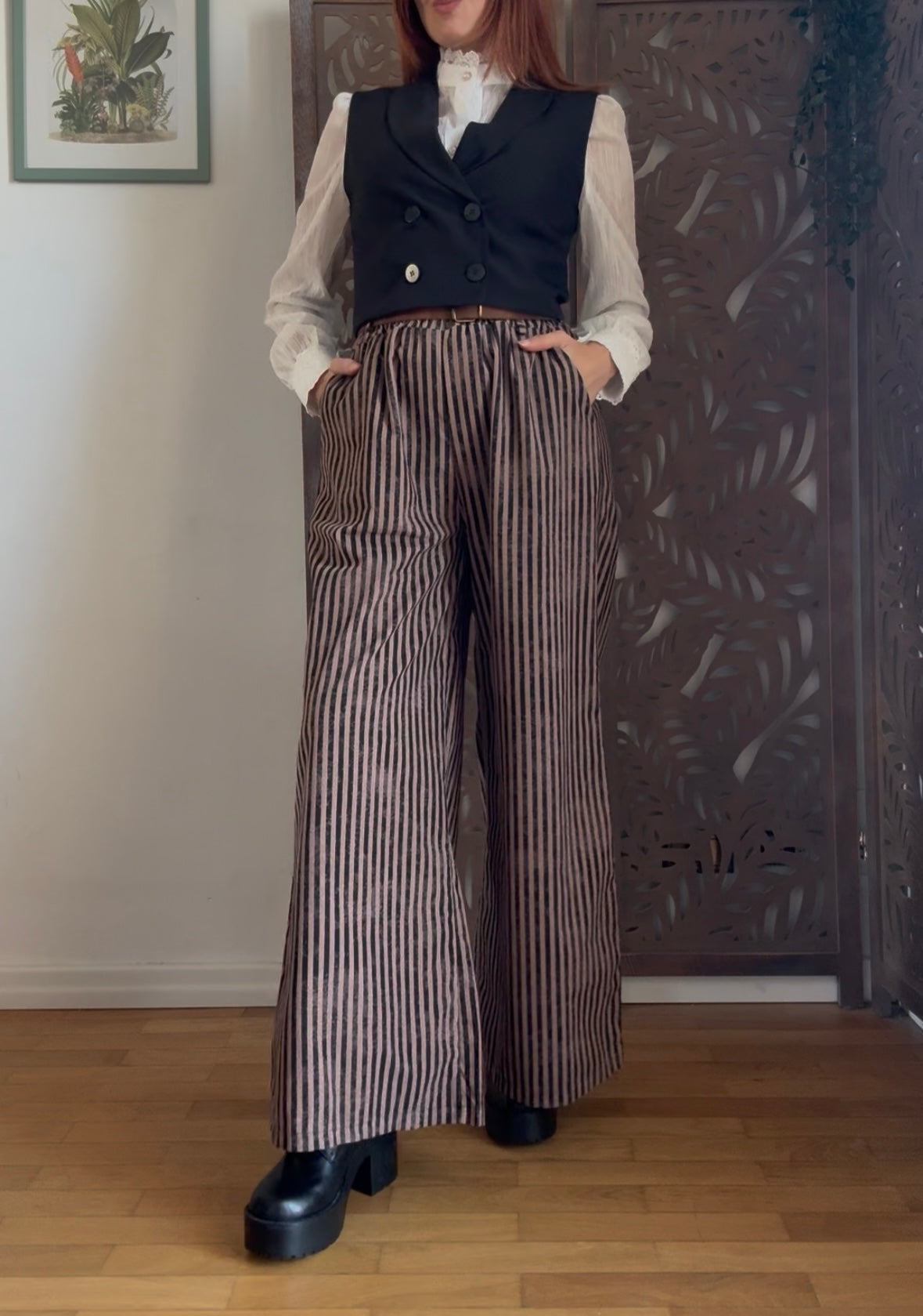 Pirate Pants in cotone in 2 colori + cintura a gamba larga
