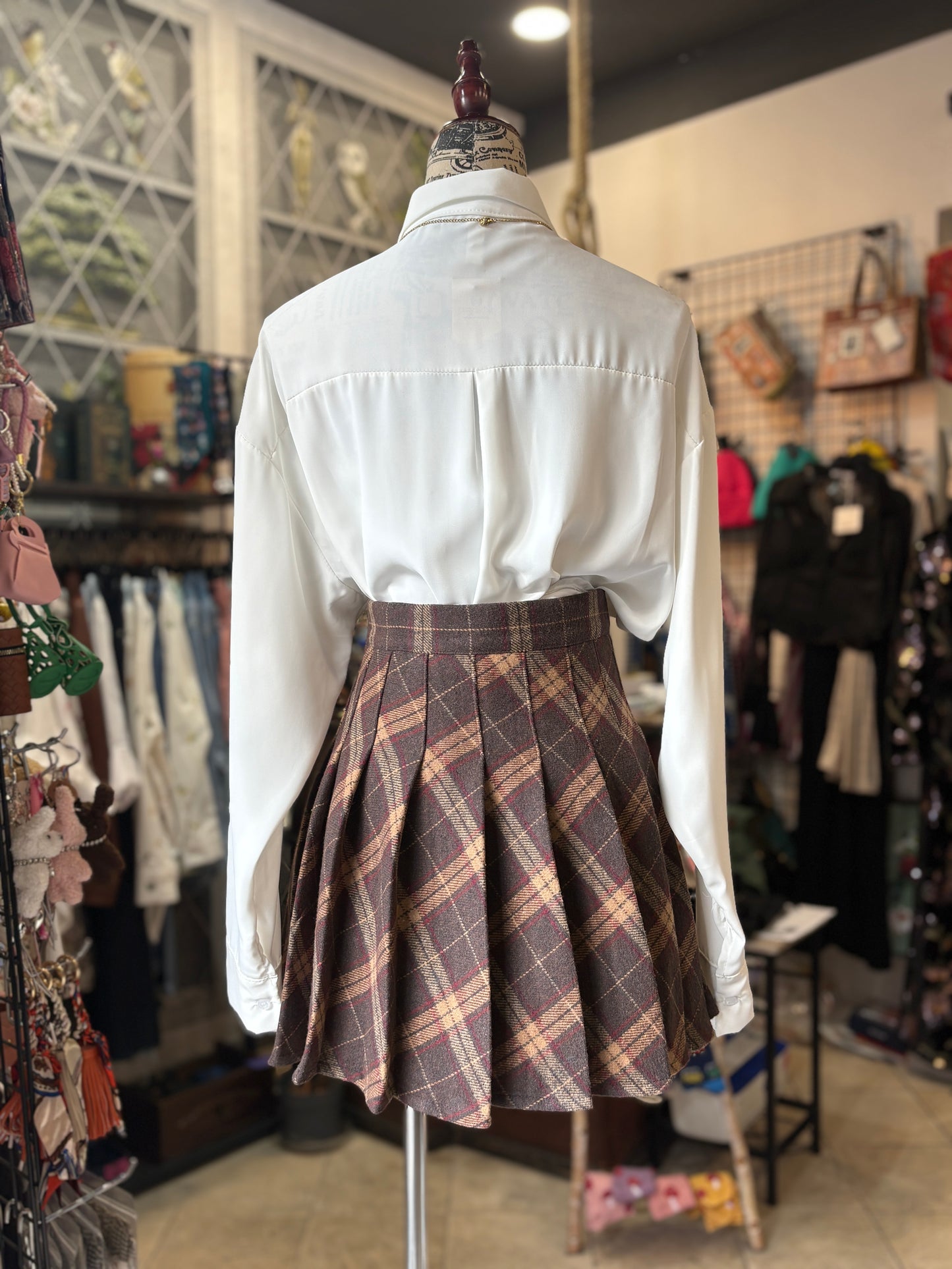 Gonna con Pantaloncino Tartan a Pieghe - Stile Preppy