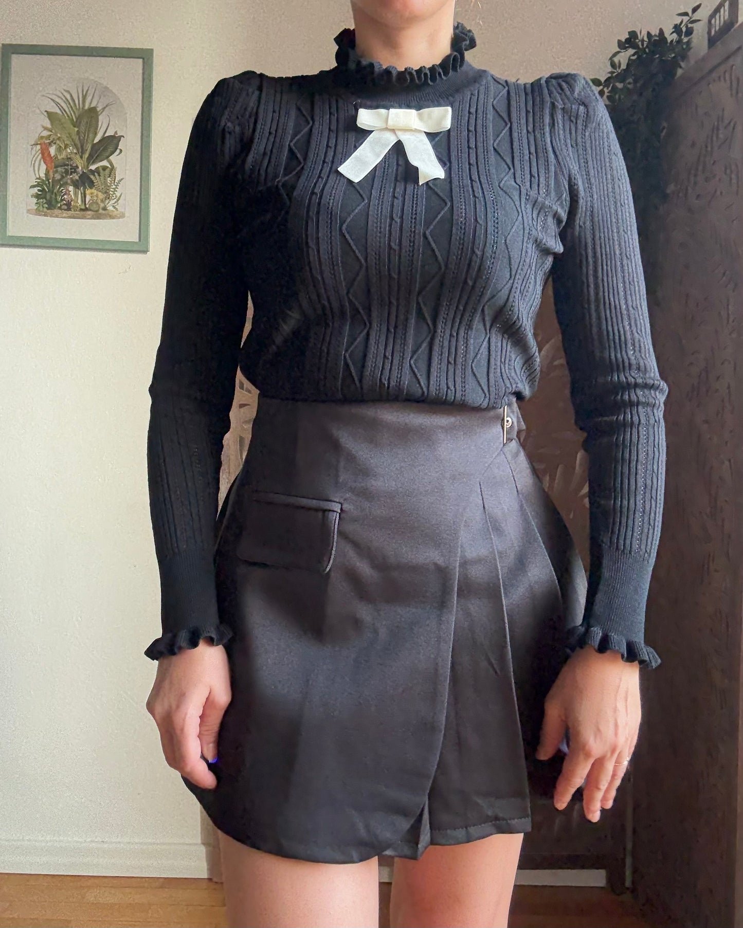 Maglia retrò Alice in 3 colori con fiocco