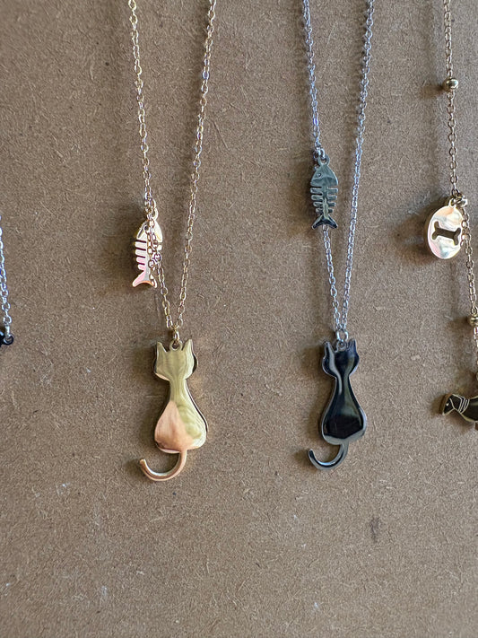 Collana gattino e lisca di pesce in acciaio inossidabile in 2 colori