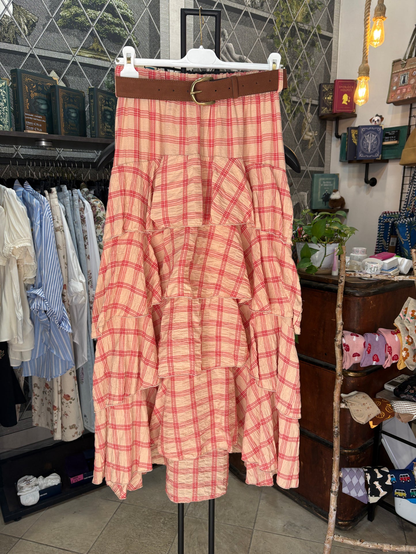 Gonna Maxi "Ruffle Check" in 2 colori