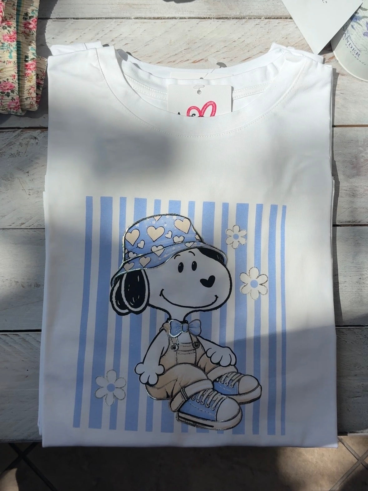 T-Shirts Snoopy in Cotone con Dettagli Oro - Vestibilità Medium