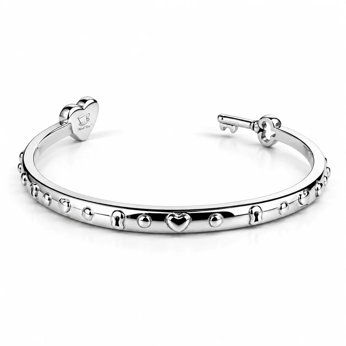 Bracciale “Tutto è possibile” con chiave e serratura a cuore in acciaio 316L