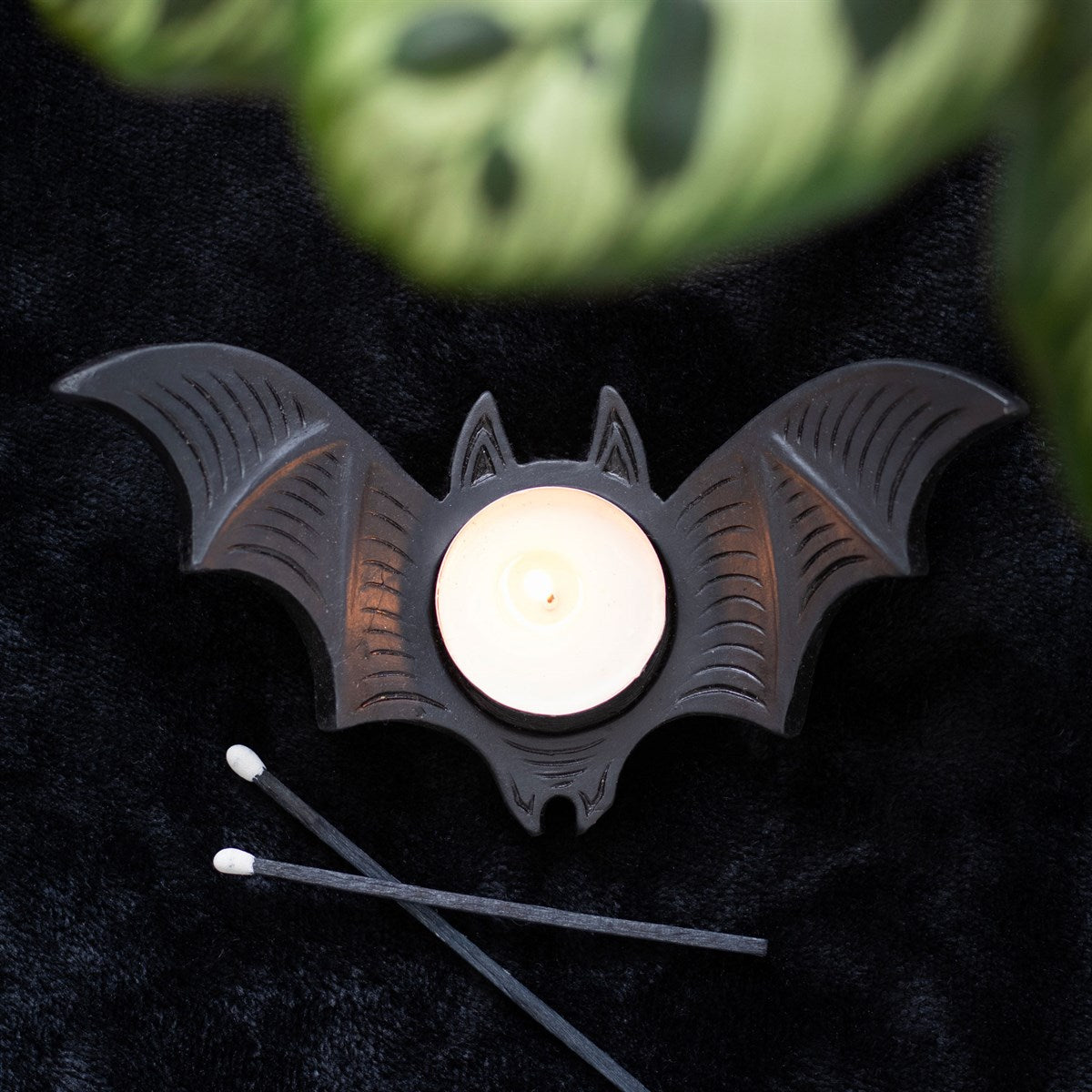Portacandela Pipistrello Nero per Tealight