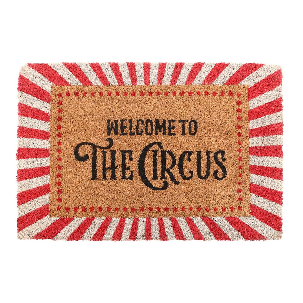 PREORDINE (In Arrivo dal 21 Luglio)  Zerbino d'Ingresso "Welcome to the Circus" – Stile Vintage Rosso e Bianco