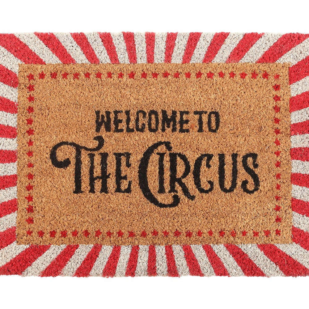 PREORDINE (In Arrivo dal 21 Luglio)  Zerbino d'Ingresso "Welcome to the Circus" – Stile Vintage Rosso e Bianco