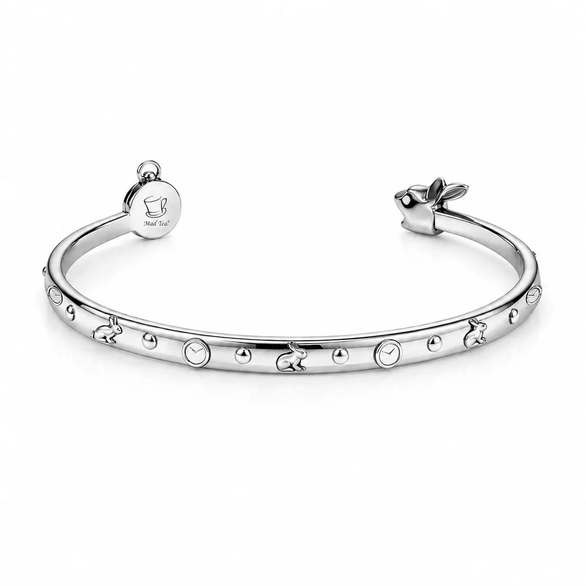 Bracciale “Non arrivo in ritardo, creo suspense!” con Bianconiglio e orologio in acciaio 316L