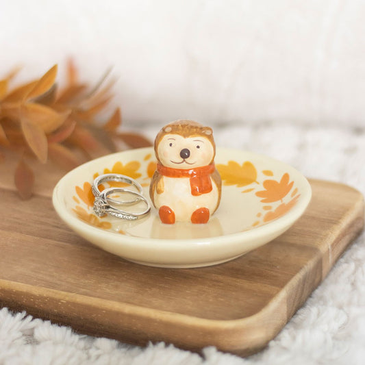 PREORDINE (In arrivo dal 3 agosto) Piattino Portaoggetti Autumn Hedgehog – Svuotatasche in Ceramica con Riccio Autunnale